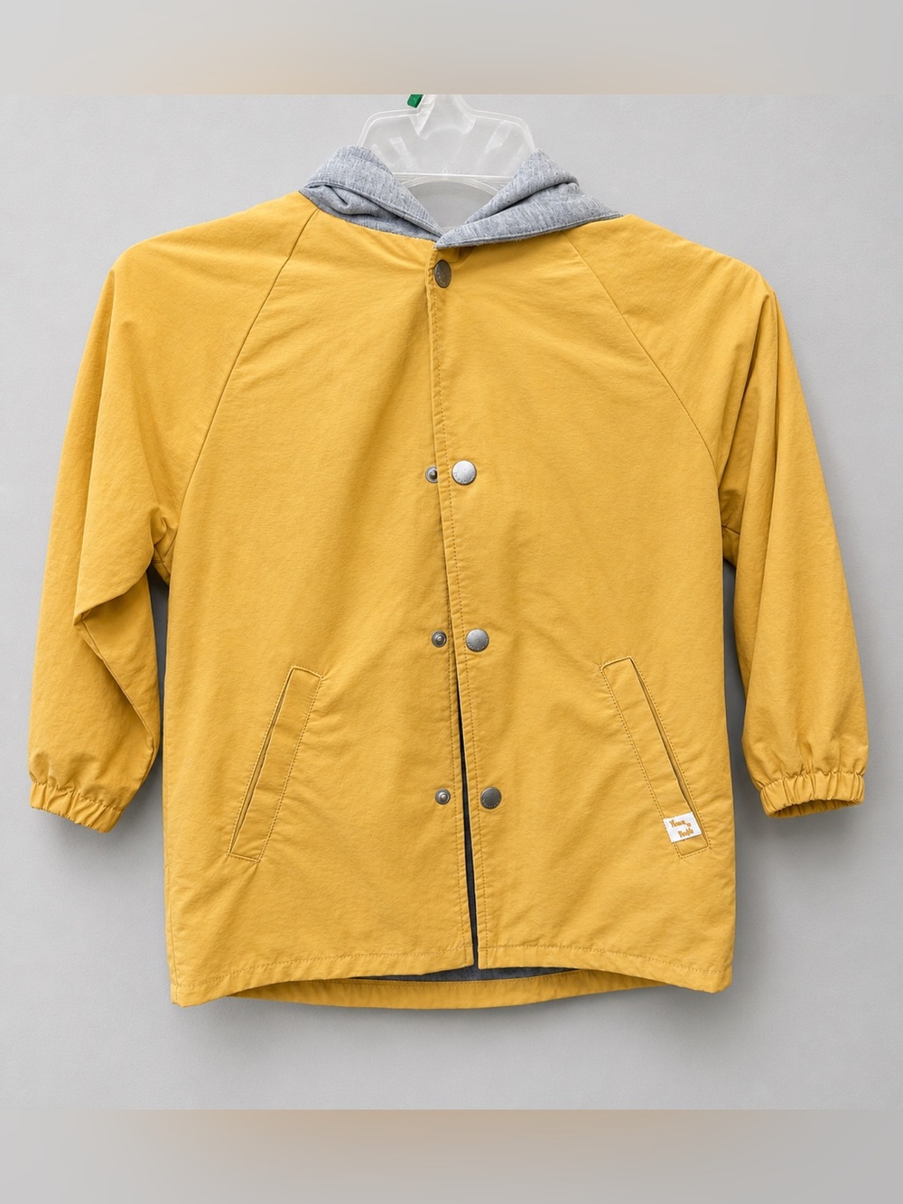 ZARA Boys Hooded Jacket Mustard Yellow Snap Front Lightweight Coat Size 4-5 NWT